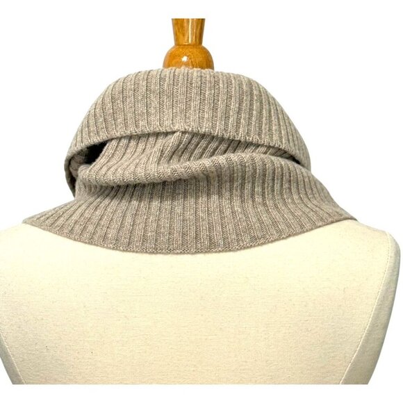 Max Mara Neck Warmer Scarf Ribbed Heathered Brown Oatmeal Soft Cozy Versatile - Picture 2 of 6